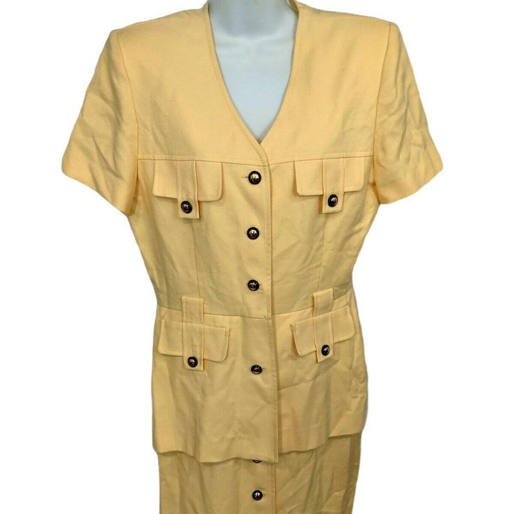 Julian Taylor Vintage Pale Yellow Shirt Dress Size 8